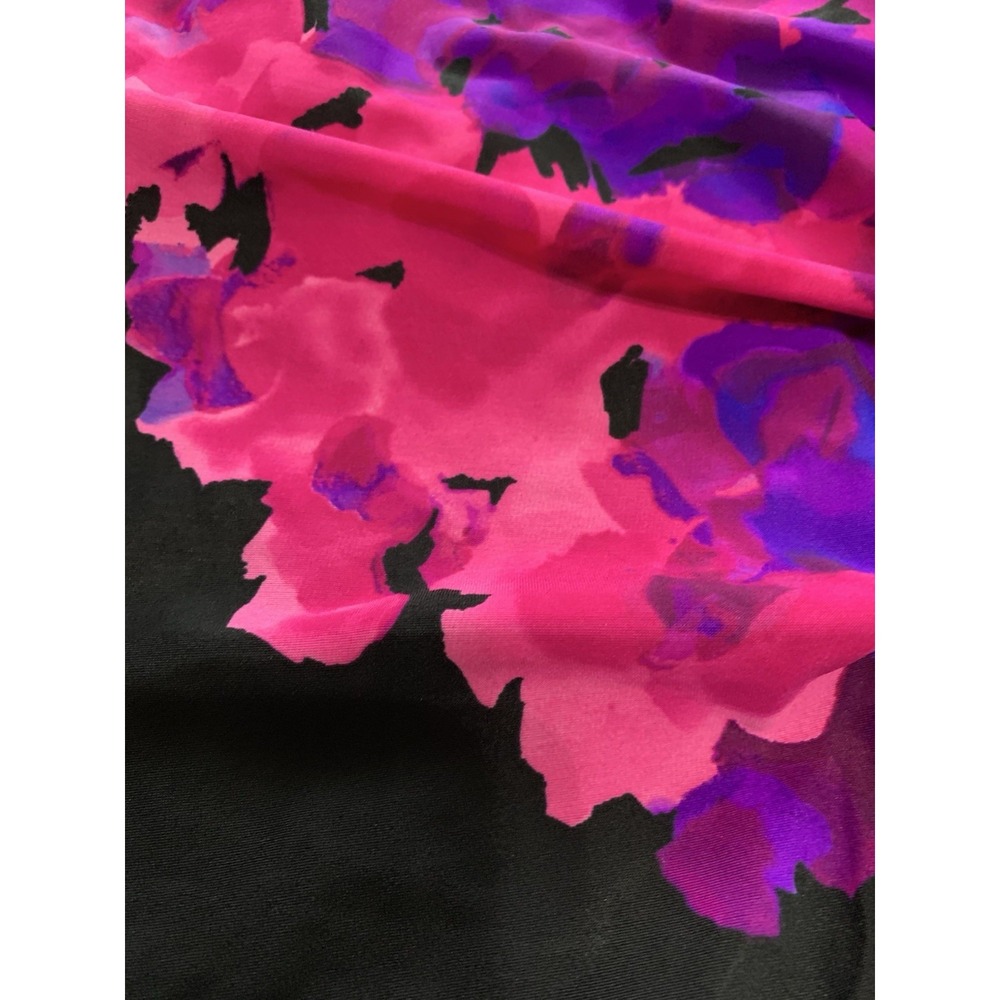 Lands' End Swimsuit 16 DDD Swim Dress Pink Black Floral Slimming Ruched - Picture 8 of 12